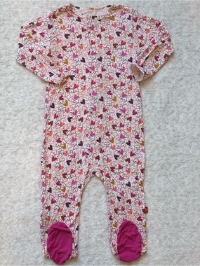 Magnetic Me Hot Pink Hearts Footie Sleeper 6-9M Baby Girl Modal Multicolor